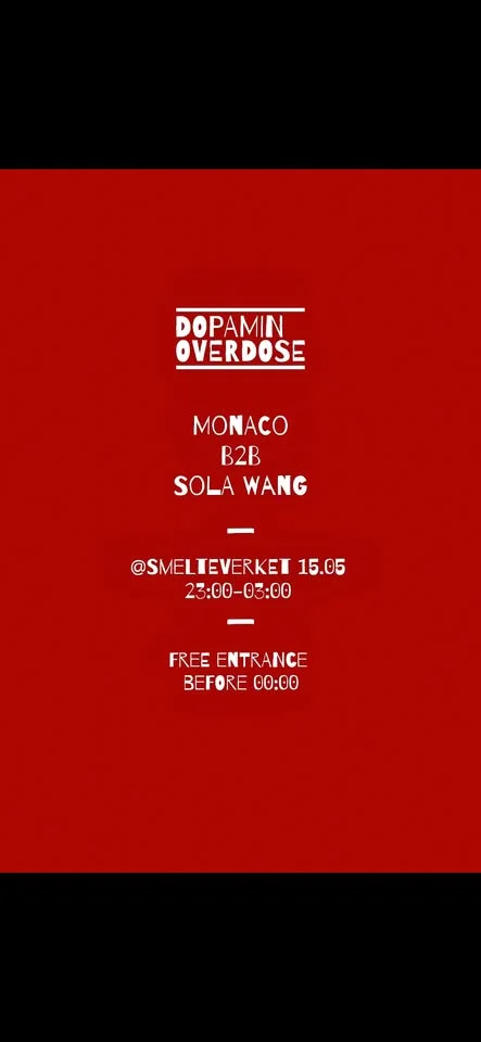 Dopamin Overdose @ Smelteverket - Monaco B2B Sola Wang