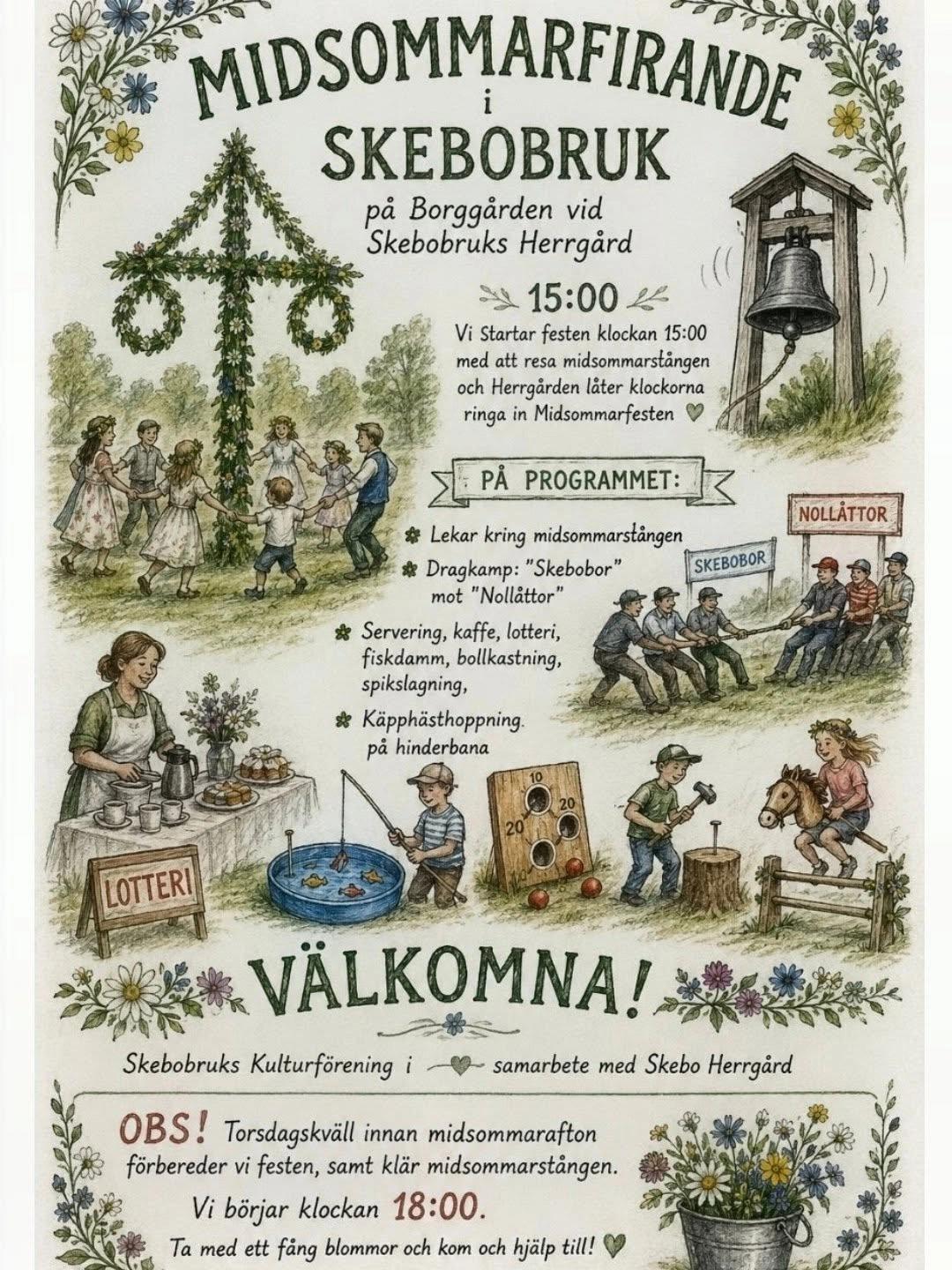 Förberedelse inför Midsommar – klä midsommarstången