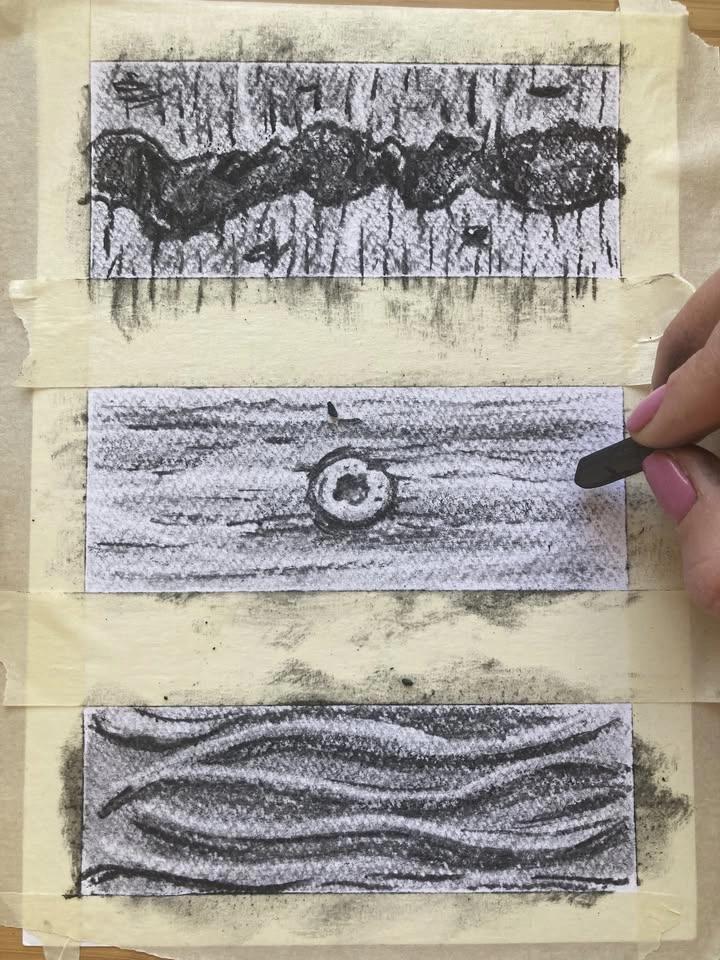 Teckna med träkol utomhus/Sketch with charcoal outdoors