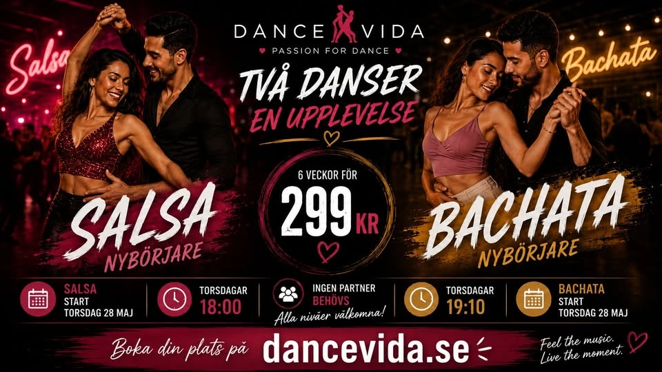 75% off! Salsa & Bachata Nybörjarkurs i Göteborg