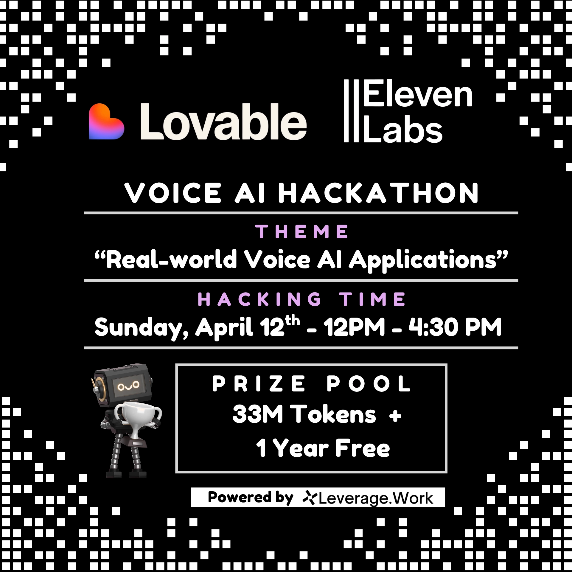 ElevenLabs x Lovable Workshop + Hackathon | 33M Credits + 12 months Free for Winning Team