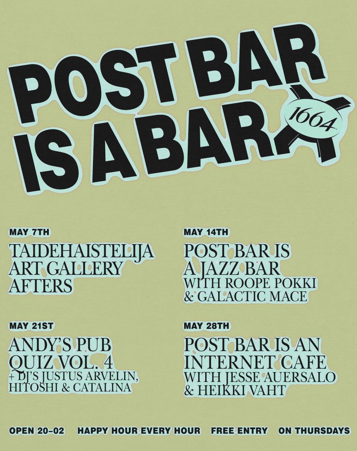 Post Bar Is a Bar — Andy's Pub Quiz Vol. 4 + DJ's Justus Arvelin, HiToshi & Catalina