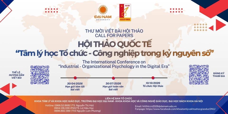 Hội Thảo Quốc Tế “Tâm lý học Tổ chức- Công nghiệp trong kỷ nguyên số”
