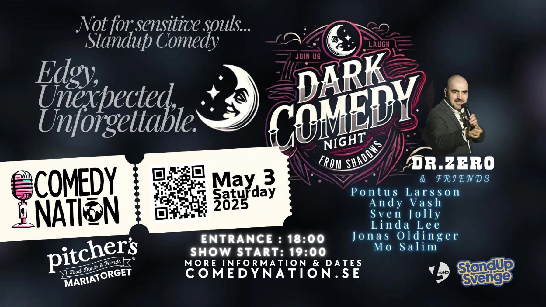 Dark Comedy StandUp Night at Södermalm by DrZero -English Show