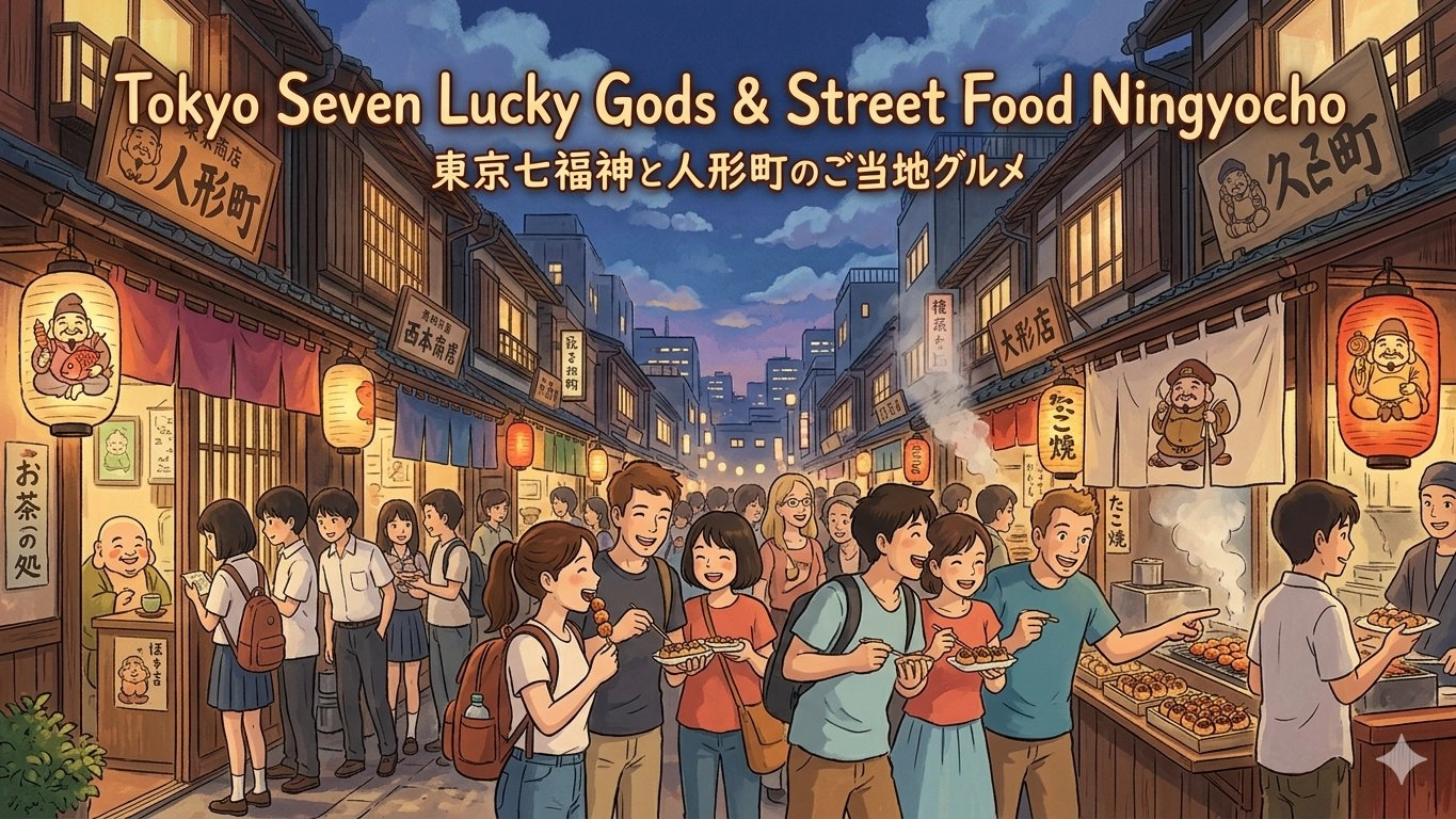 ⛩️🍡 Tokyo Seven Lucky Gods & Street Food 🎎 Ningyocho