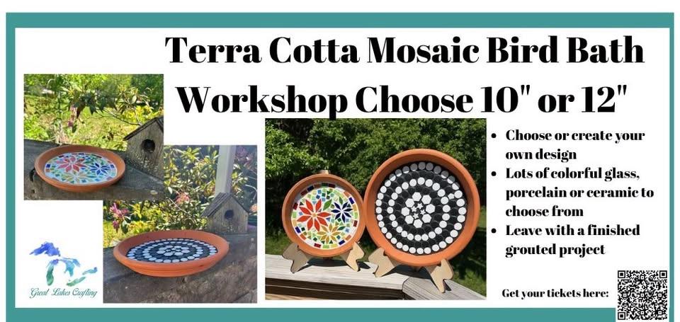 Garden City Mosaic Bird Bath @ The Straight Farmhouse Museum