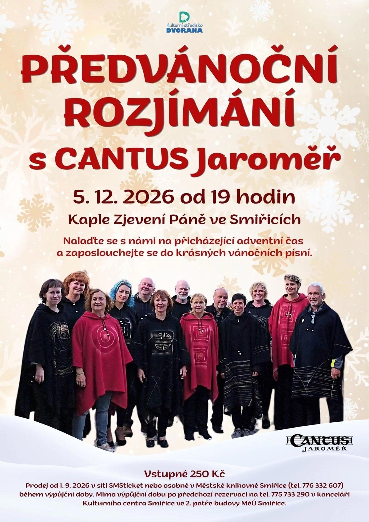 Předvánoční rozjímání s CANTUS Jaroměř