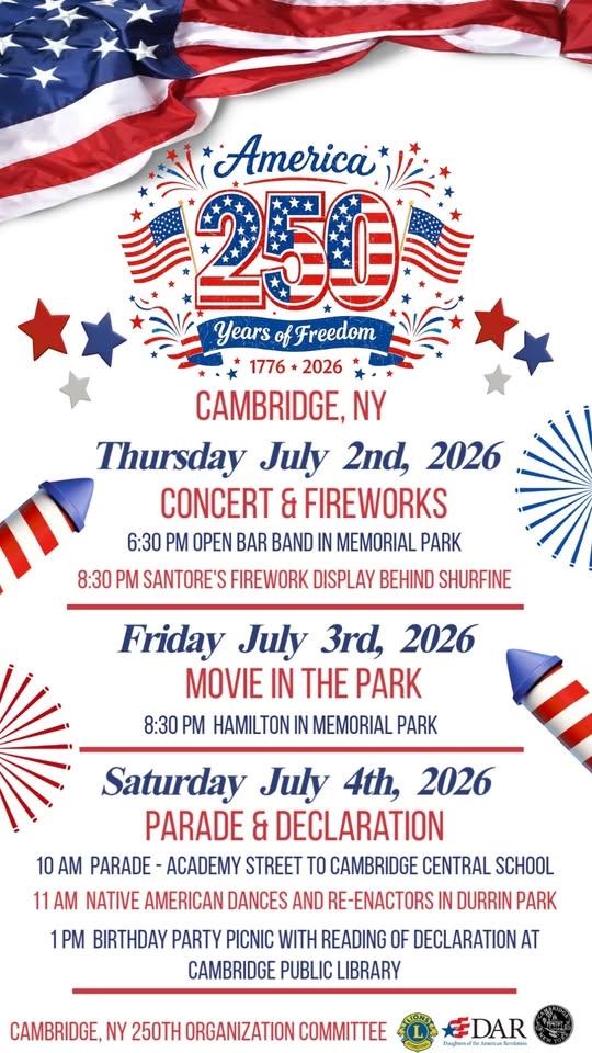 America’s 250th Celebration in Cambridge, NY