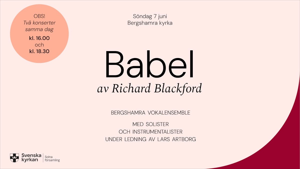 Babel av Richard Blackford - konsert kl. 18.30