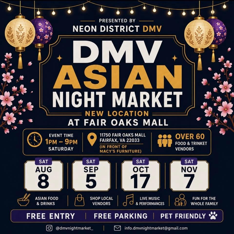 DMV Asian Night Market at Fair Oaks Mall - Free Entry & parking