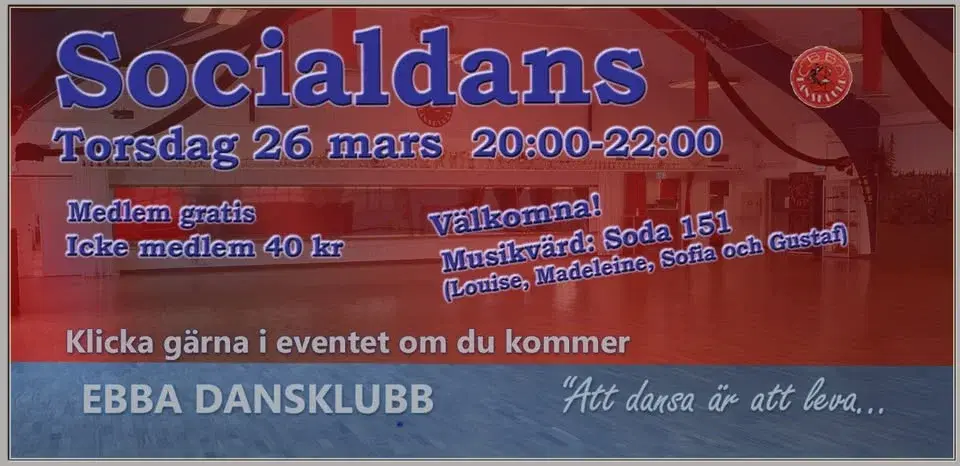 Socialdans på EBBA - 26 mars
