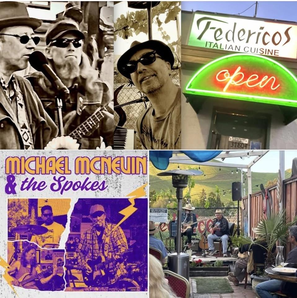 McNevin & The Spokes at Federico’s Wed 6/10 at 6pm. Free & casual :)