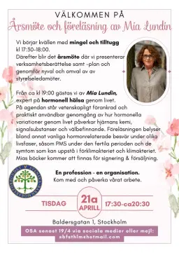 Årsmöte och föreläsning om hormonell hälsa av Mia Lundin