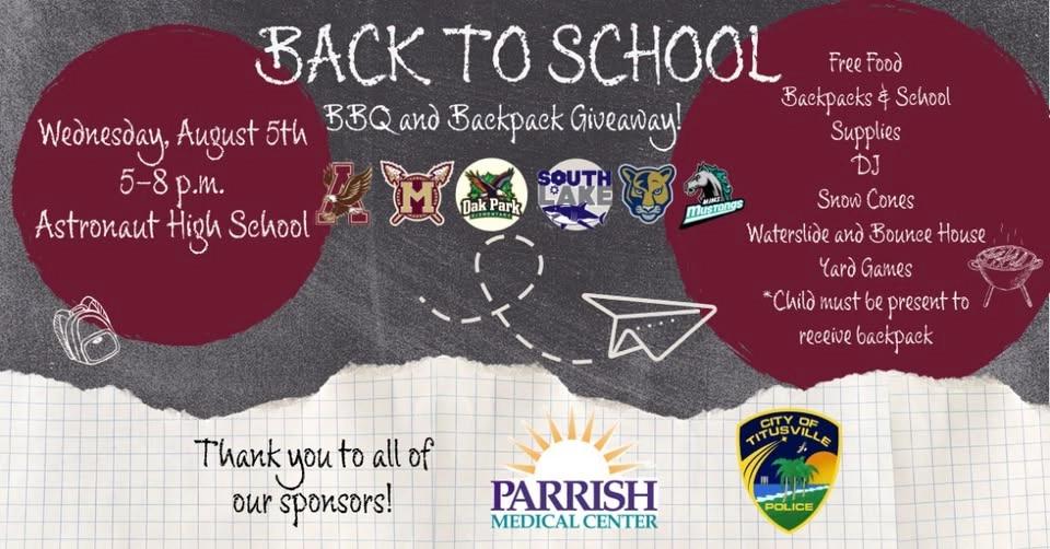 Back to School BBQ and Backpack Giveaway