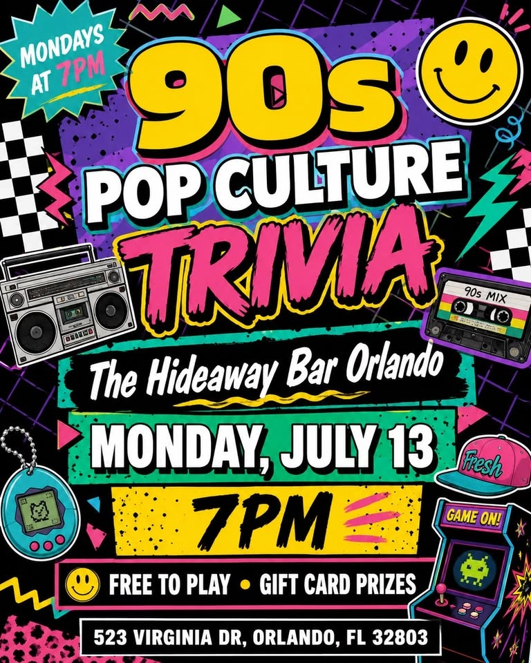 90s Pop Culture Trivia @ The Hideaway Bar Orlando