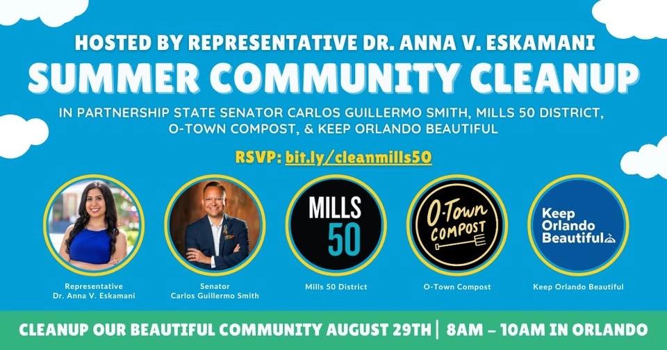 Summer Community Cleanup with Team Anna, Team Smith, Mills 50 District, O-Town Compost, & KOB