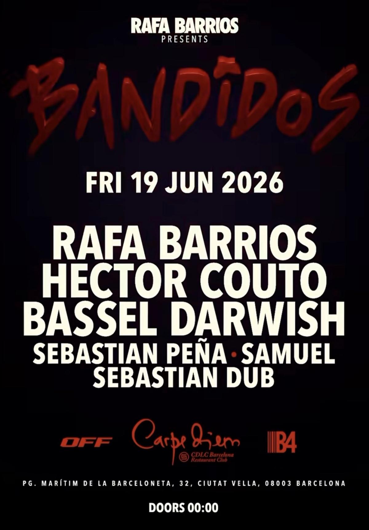 (FREE TICKETS) RAFA BARRIOS presents BANDIDOS at CDLC