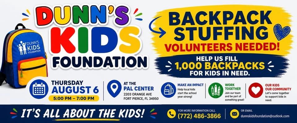 Dunn's Kids Foundation 6th Annual Back Pack Stuffing Event