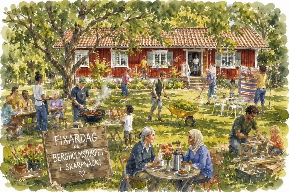 Fixardag och grillning på Bergholmstorpet