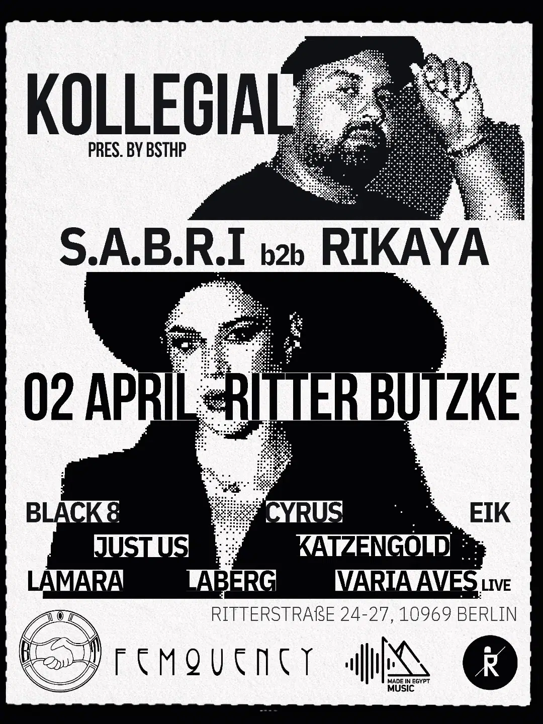 KOLLEGIAL pres. by BSTHP - with S.A.B.R.I, RIKAYA, Femquency and many more