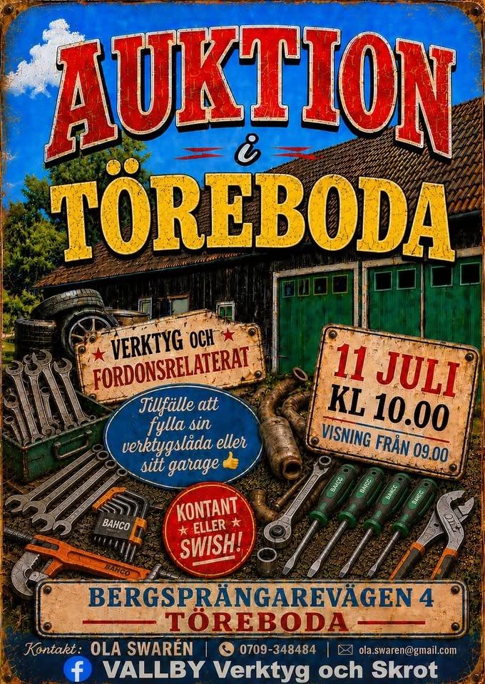 Auktion i Töreboda på Bergsprängarevägen 4