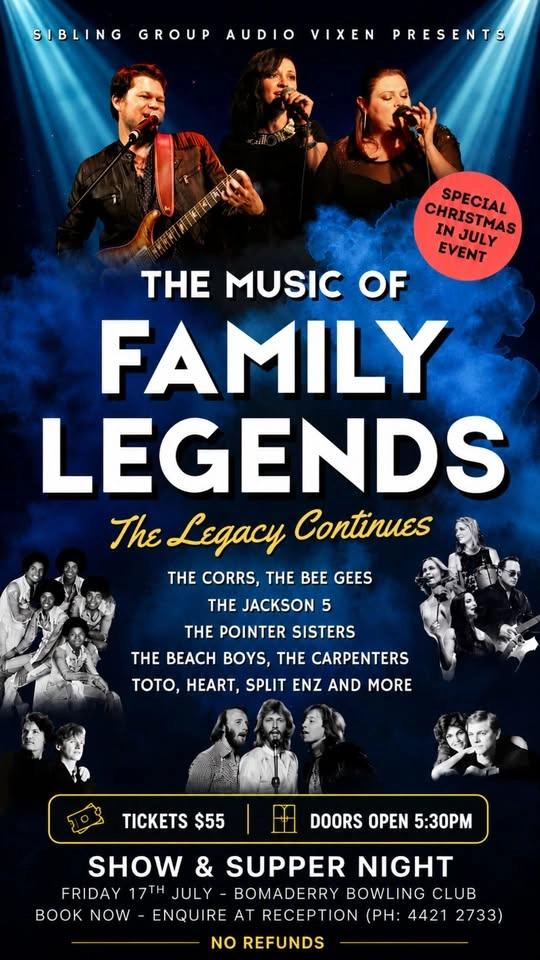 Supper & Show - Music Of Family Legends presented by Audio Vixen
