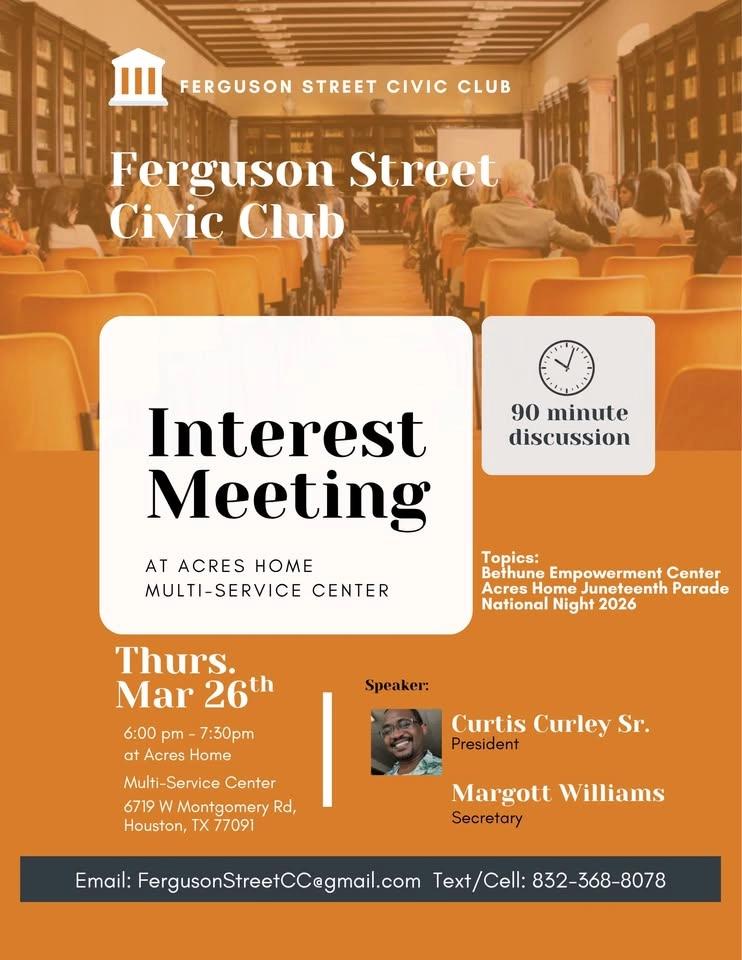 Monthly Ferguson Street Civic Club Meeting
