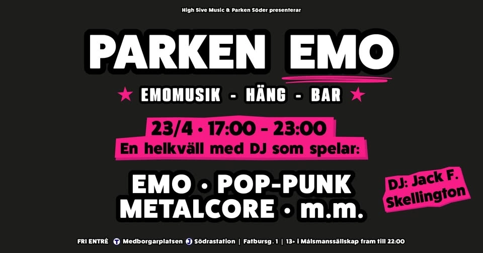 PARKEN EMO | ★ Emomusik - Häng - Bar ★ + QUIZ | Stockholm