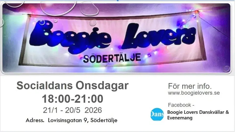 Socialdans onsdagar kl. 18-21 (21/1-20/5 2026)