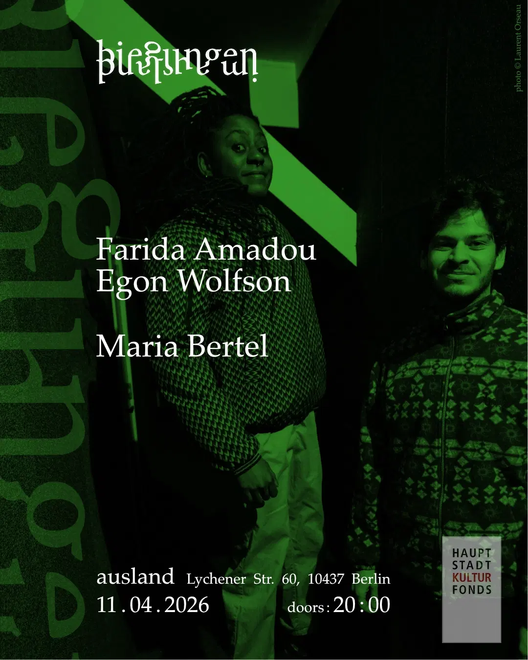 biegungen im Ausland: MARIA BERTEL / FARIDA AMADOU & EGON WOLFSON