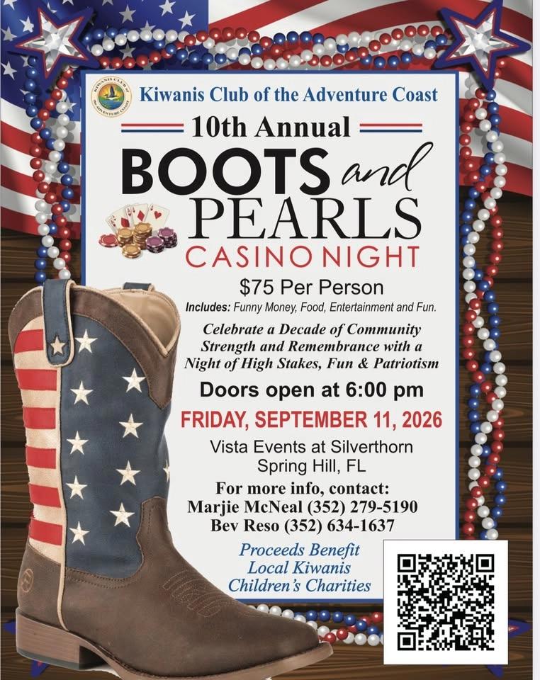 10th Annual Kiwanis of the Adventure Coast Boots and Pearls Casino Night