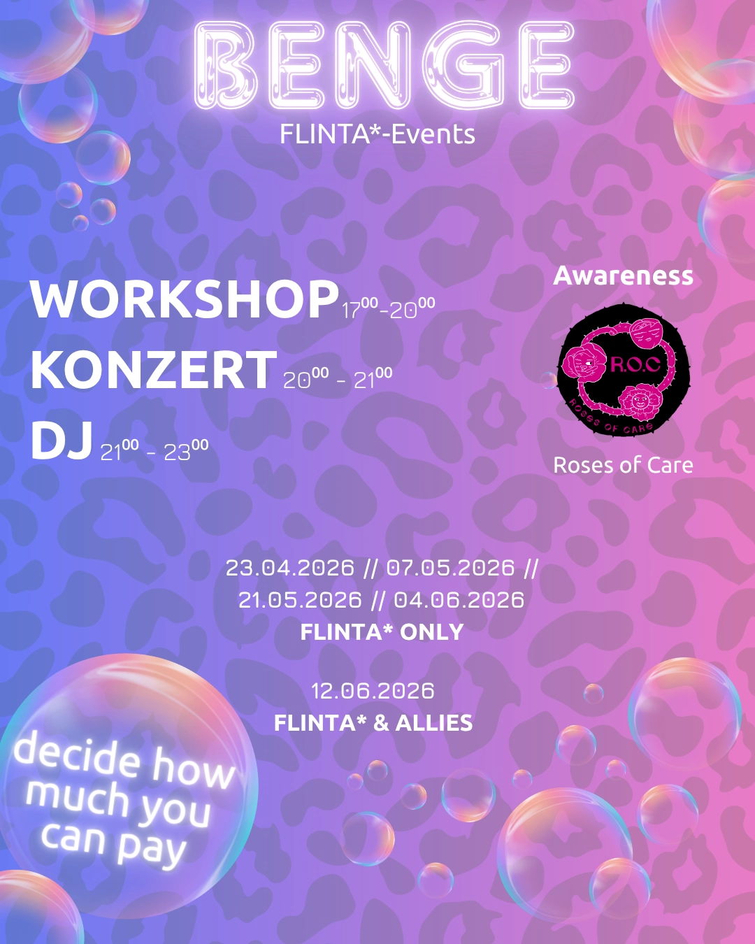 BENGE - FLINTA*-Event (Workshop, Konzert, DJ) - Donation-based