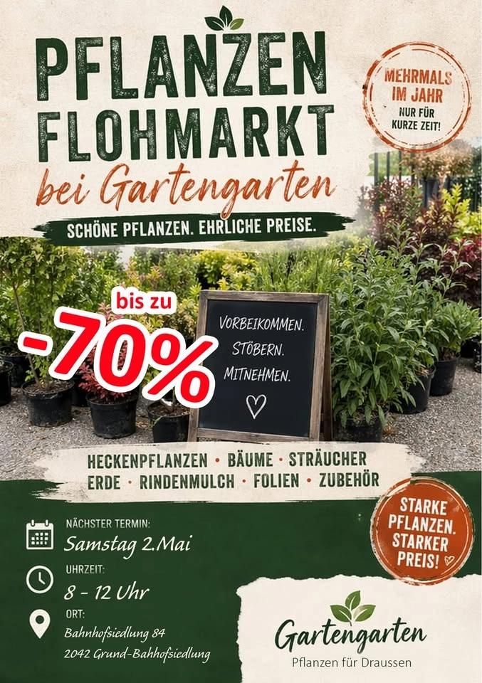 Pflanzenflohmarkt 2042 Grund - bis -70% auf Pflanzen, Bäume, Sträucher, Gräser und vieles mehr