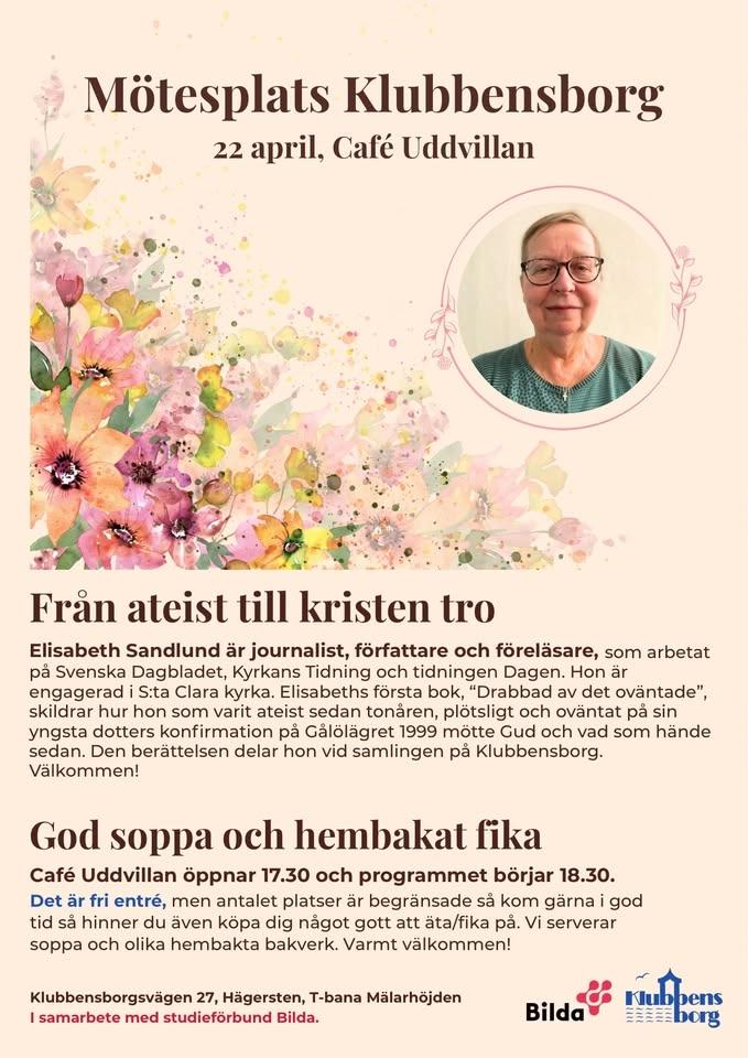 Mötesplats Klubbensborg 22 April - Från ateist till kristen tro