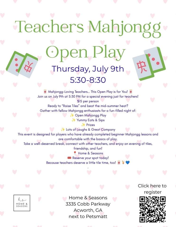 Teachers Mahjongg Open Play