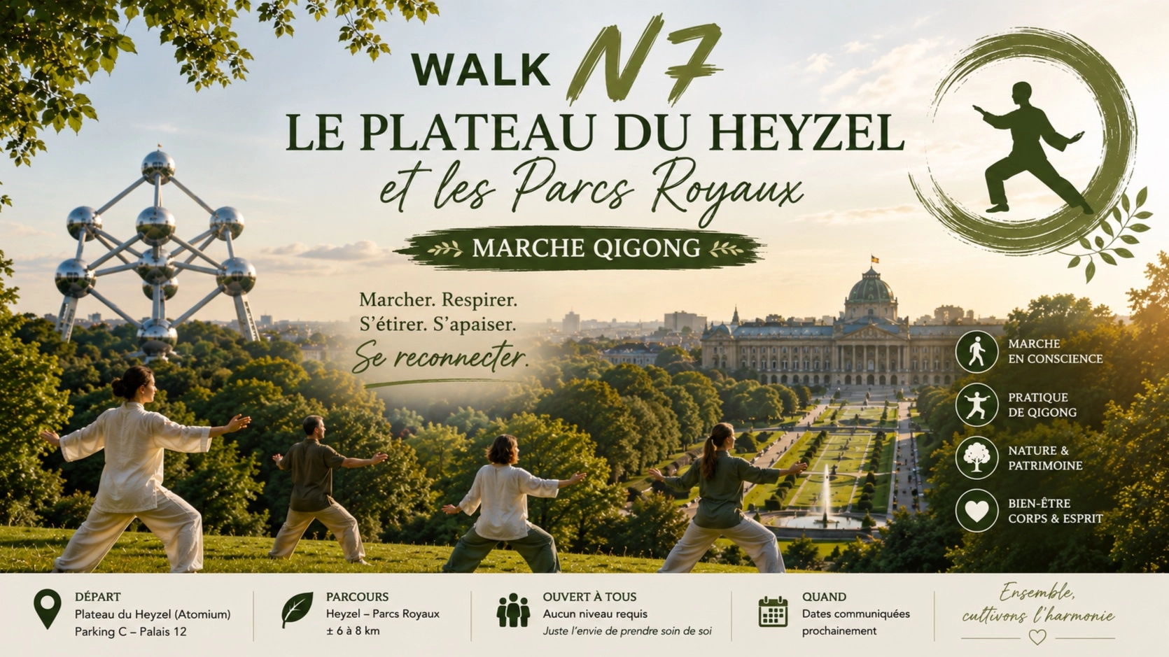 🌿 Balade Qigong #7 – Le plateau du Heyzel et les parcs royaux