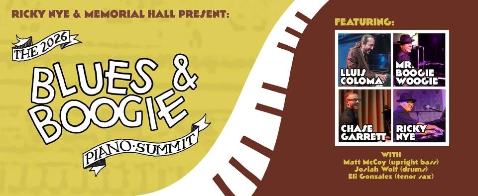 The Blues & Boogie Piano Summit 2026 presented by Ricky Nye & Memorial Hall