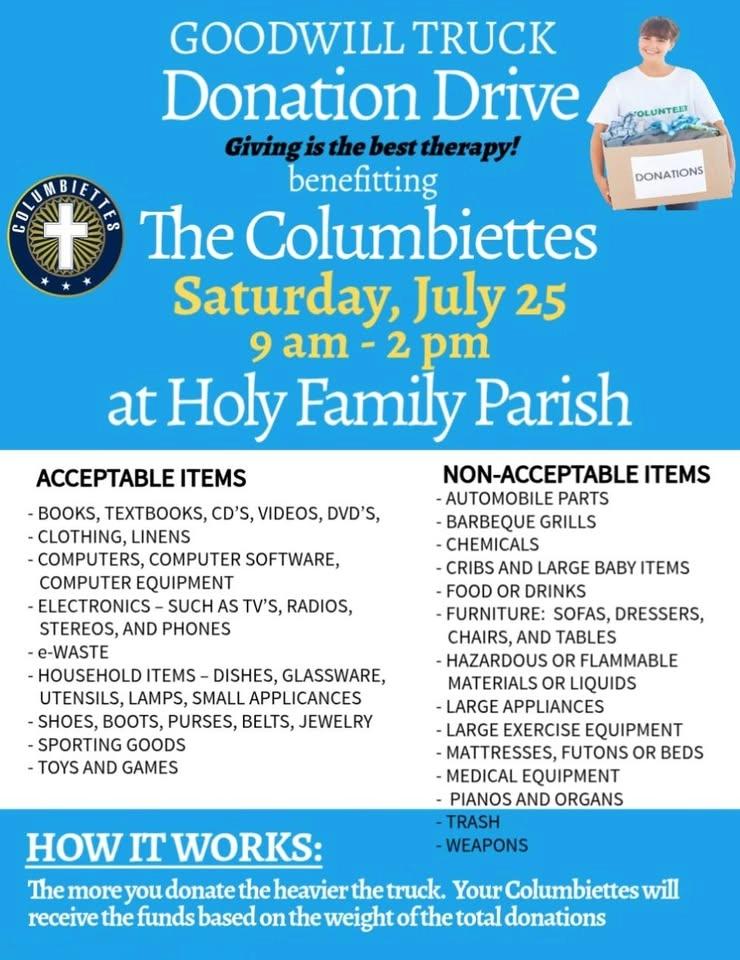 Columbiettes Goodwill Truck Donation Event