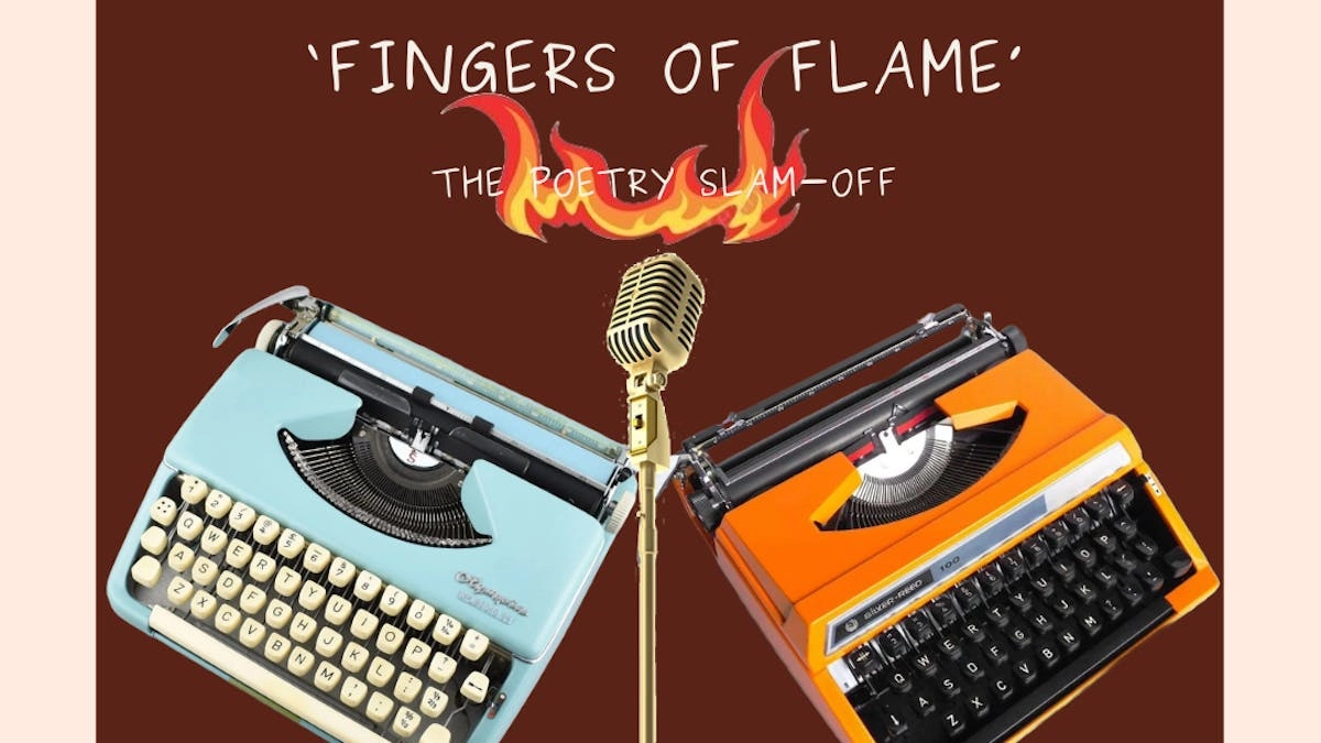 Fingers of Flame- typewriter poetry slam