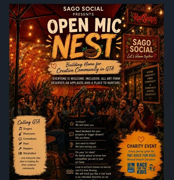 Sago Social's OPEN MIC "NEST" series