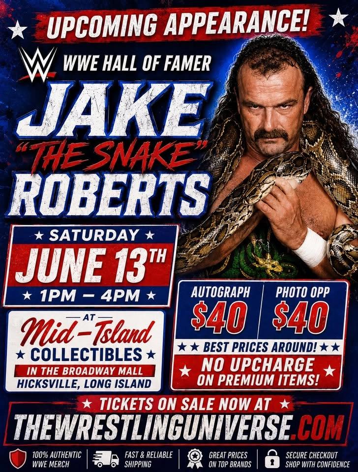 Meet Jake “The Snake” Roberts on June 13th