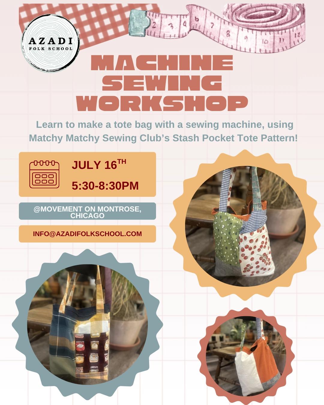 Machine Sewing: Tote Bag with Pocket
