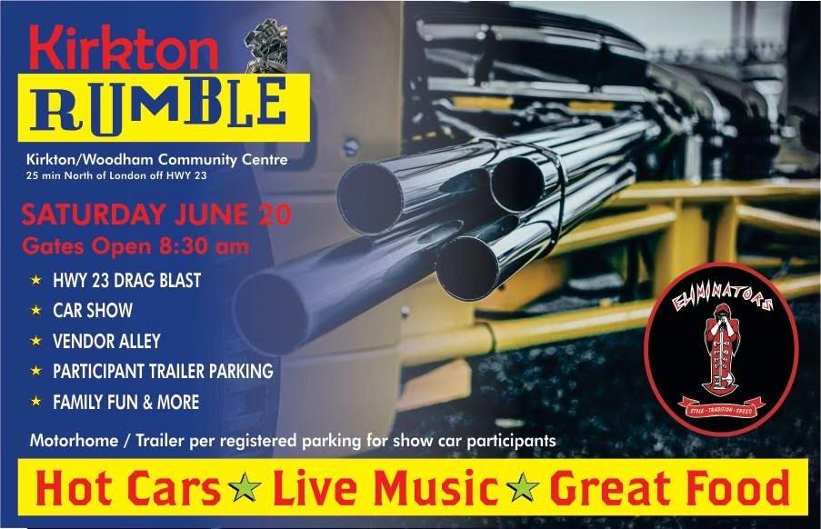 The Eliminators Car Club presents The Kirkton RUMBLE Car Show June 20th 2026
