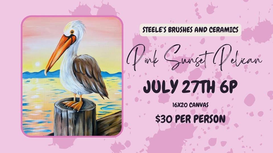 Pink Sunset Pelican