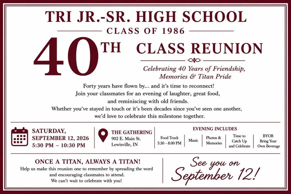 THS Class of 86 40th Reunion