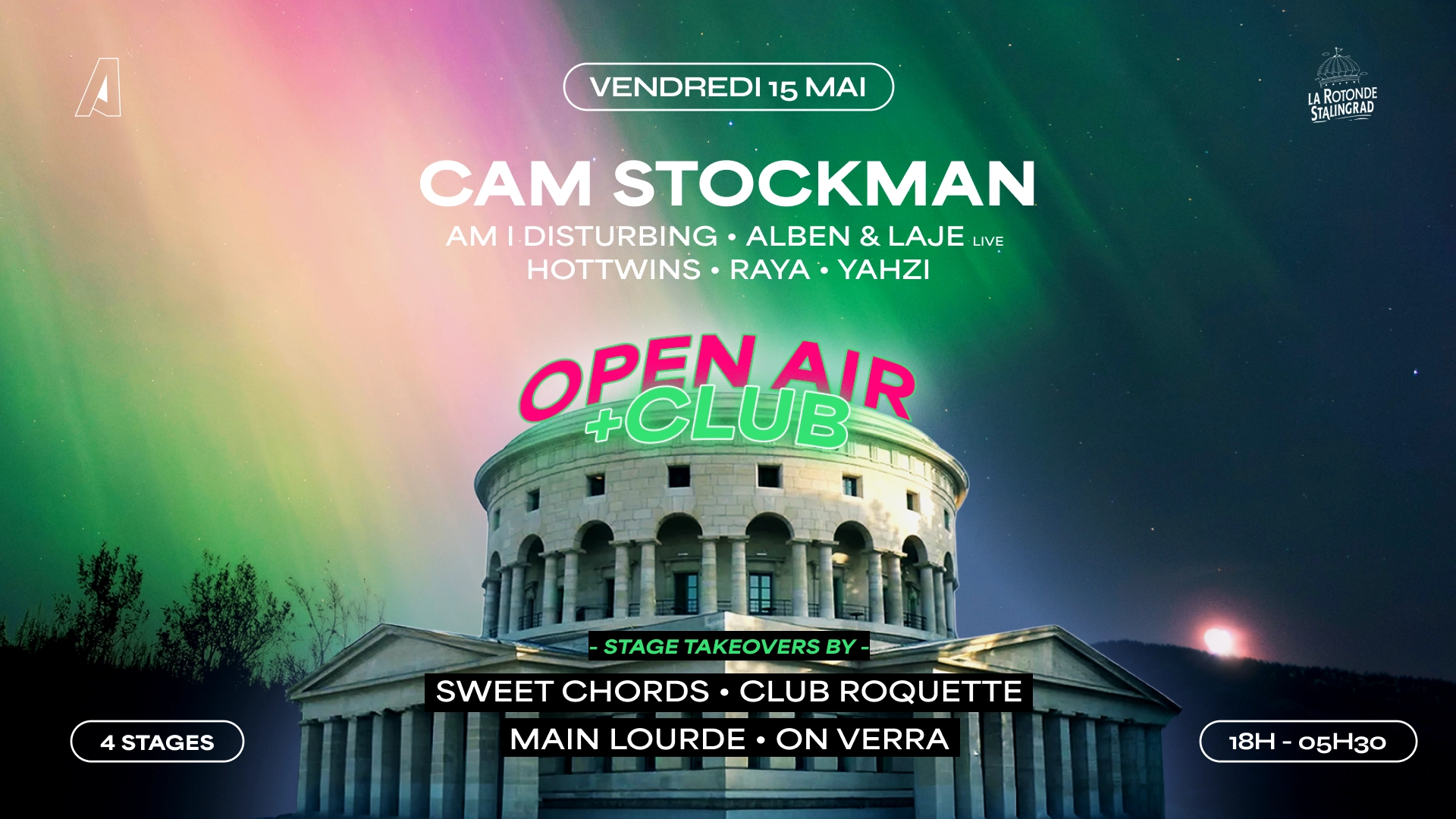 Aurora Open Air + Club XXL: Cam Stockman - 4 stages