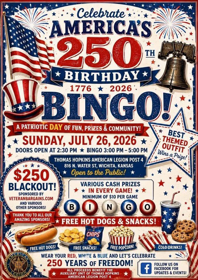 Americaβs 250th Birthday Bingo Bash