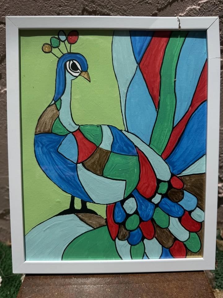Cubist Peacock: Acrylic Paint & Sip