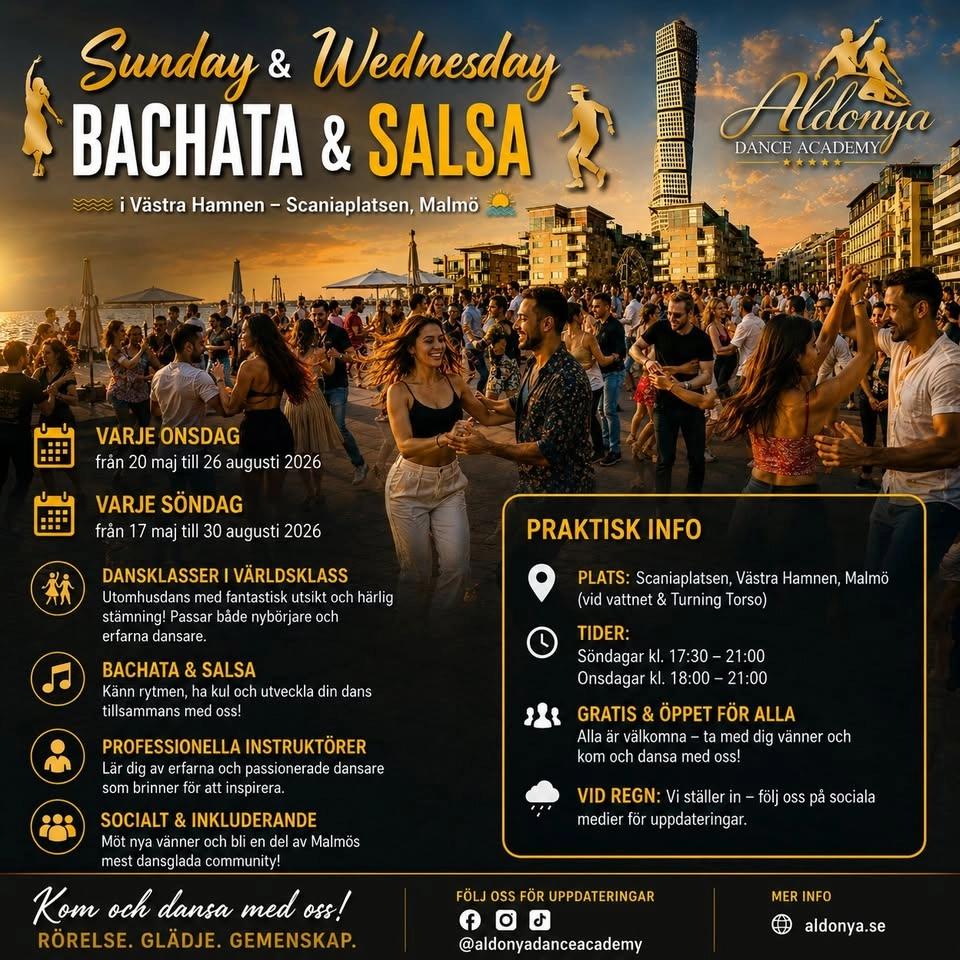 ★Bachata & salsa social dans • bachata workshops • varje onsdag & söndag • Scaniaplatsen • Aldonya★