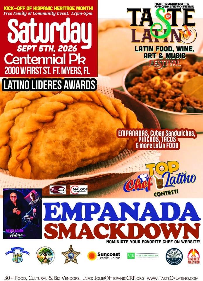 SWFL TASTE OF LATINO FESTIVAL: Latino Lideres Awards PLUS Empanada & Cuban Sandwich Smackdown (4th)